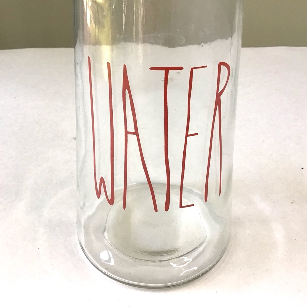 Threshold Clear Glass WATER Bottle Red Lettering Bail & Trigger Lid Farmhouse - Picture 2 of 9